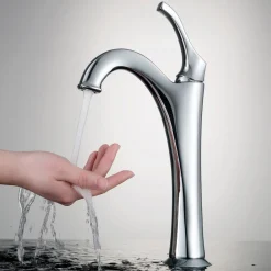 New 16 1/2-Inch Crystal Clear Glass Bathroom Vessel Sink and Arlo Faucet Combo Set with Pop-Up Drain Sink And Faucet Combos|Above Counter / Vessel Sinks