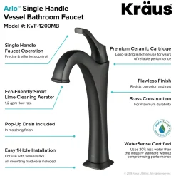 New 16 1/2-Inch Crystal Clear Glass Bathroom Vessel Sink and Arlo Faucet Combo Set with Pop-Up Drain Sink And Faucet Combos|Above Counter / Vessel Sinks