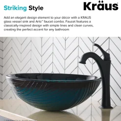 Sale 17-Inch Green Glass Nature Series Bathroom Vessel Sink and Arlo Faucet Combo Set with Pop-Up Drain Sink And Faucet Combos|Above Counter / Vessel Sinks