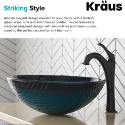 Sale 17-Inch Green Glass Nature Series Bathroom Vessel Sink and Arlo Faucet Combo Set with Pop-Up Drain Sink And Faucet Combos|Above Counter / Vessel Sinks