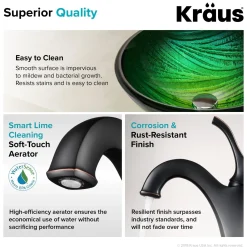 Sale 17-Inch Green Glass Nature Series Bathroom Vessel Sink and Arlo Faucet Combo Set with Pop-Up Drain Sink And Faucet Combos|Above Counter / Vessel Sinks