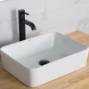 Hot 19-Inch Modern Rectangular White Porcelain Ceramic Bathroom Vessel Sink and Ramus Faucet Combo Set with Pop-Up Drain, Oil Rubbed Bronze Finish Sink And Faucet Combos|Above Counter / Vessel Sinks