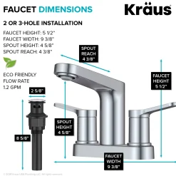 Discount Indy 2-Handle 4-inch Centerset Bathroom Faucet in Chrome 4