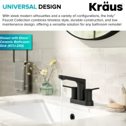 Indy 2-Handle 4-inch Centerset Bathroom Faucet in Matte Black 4