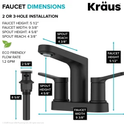 Indy 2-Handle 4-inch Centerset Bathroom Faucet in Matte Black 4