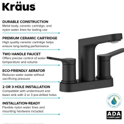 Indy 2-Handle 4-inch Centerset Bathroom Faucet in Matte Black 4