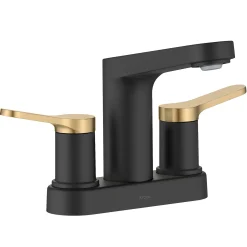 Sale Indy 2-Handle 4-inch Centerset Bathroom Faucet in Matte Black with Brushed Brass 4