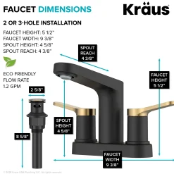 Sale Indy 2-Handle 4-inch Centerset Bathroom Faucet in Matte Black with Brushed Brass 4