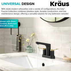 Sale Indy 2-Handle 4-inch Centerset Bathroom Faucet in Matte Black with Brushed Brass 4