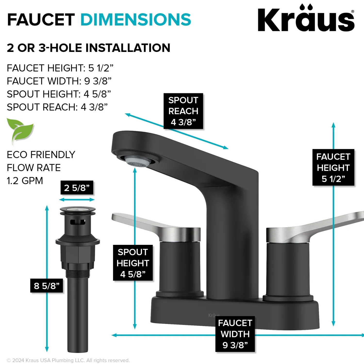 Best Indy 2-Handle 4-inch Centerset Bathroom Faucet in Matte Black with Brushed Nickel 4" Center Set