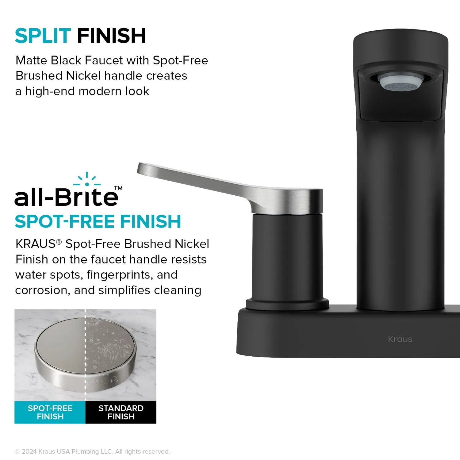 Best Indy 2-Handle 4-inch Centerset Bathroom Faucet in Matte Black with Brushed Nickel 4" Center Set