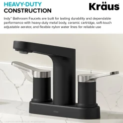 Best Indy 2-Handle 4-inch Centerset Bathroom Faucet in Matte Black with Brushed Nickel 4