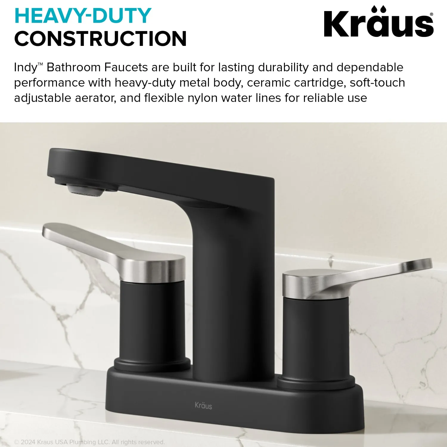 Best Indy 2-Handle 4-inch Centerset Bathroom Faucet in Matte Black with Brushed Nickel 4" Center Set