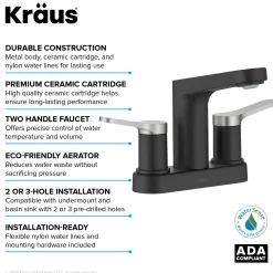 Best Indy 2-Handle 4-inch Centerset Bathroom Faucet in Matte Black with Brushed Nickel 4