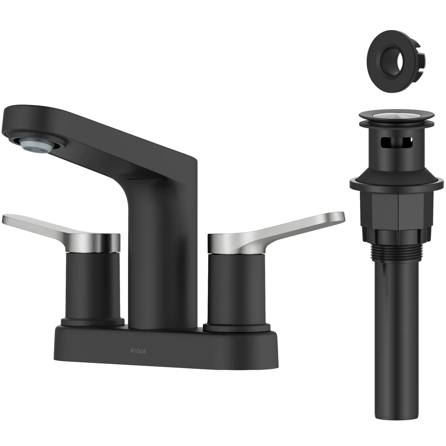Best Indy 2-Handle 4-inch Centerset Bathroom Faucet in Matte Black with Brushed Nickel 4" Center Set