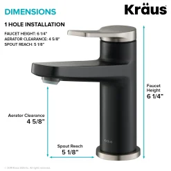 Discount Indy Single Handle Bathroom Faucet in Spot Free Stainless Steel/Matte Black Single Hole