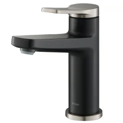 Discount Indy Single Handle Bathroom Faucet in Spot Free Stainless Steel/Matte Black Single Hole