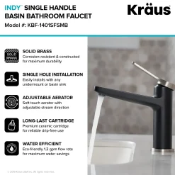 Discount Indy Single Handle Bathroom Faucet in Spot Free Stainless Steel/Matte Black Single Hole