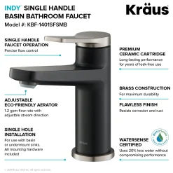 Discount Indy Single Handle Bathroom Faucet in Spot Free Stainless Steel/Matte Black Single Hole