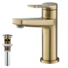 Indy Single Handle Bathroom Faucet with Matching Pop-Up Drain in Brushed Gold Single Hole