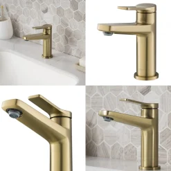 Indy Single Handle Bathroom Faucet with Matching Pop-Up Drain in Brushed Gold Single Hole