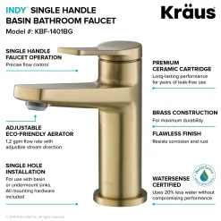 Indy Single Handle Bathroom Faucet with Matching Pop-Up Drain in Brushed Gold Single Hole