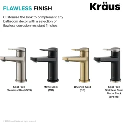 Outlet Indy Single Handle Bathroom Faucet with Matching Pop-Up Drain in Spot Free Stainless Steel/Matte Black/Satin Nickel Single Hole