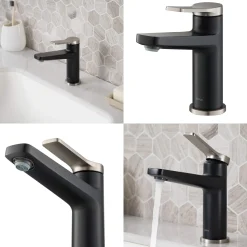 Outlet Indy Single Handle Bathroom Faucet with Matching Pop-Up Drain in Spot Free Stainless Steel/Matte Black/Satin Nickel Single Hole