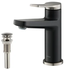 Outlet Indy Single Handle Bathroom Faucet with Matching Pop-Up Drain in Spot Free Stainless Steel/Matte Black/Satin Nickel Single Hole