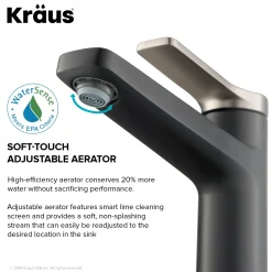 Online Indy Single Handle Bathroom Faucet with Matching Pop-Up Drain in Spot Free Stainless Steel/Matte Black/Matte Black Single Hole