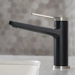 Online Indy Single Handle Bathroom Faucet with Matching Pop-Up Drain in Spot Free Stainless Steel/Matte Black/Matte Black Single Hole