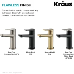 Online Indy Single Handle Bathroom Faucet with Matching Pop-Up Drain in Spot Free Stainless Steel/Matte Black/Matte Black Single Hole