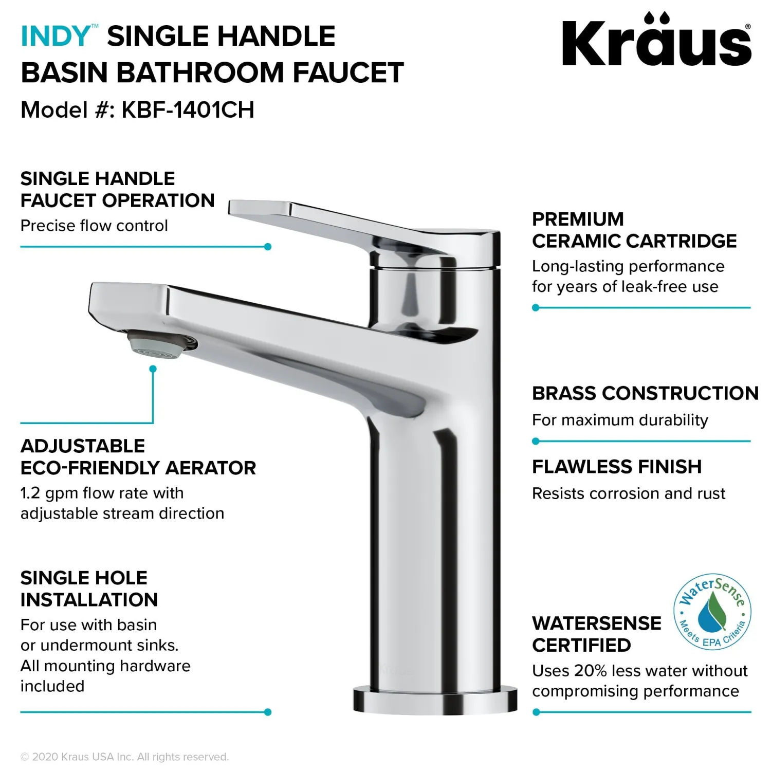 Best Indy Single Handle Bathroom Faucet with Matching Pop-Up Drain in Chrome Single Hole