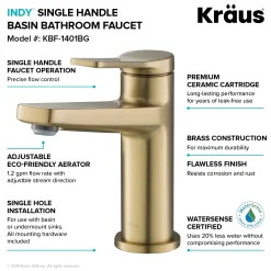 Sale Indy Single Handle Bathroom Faucet in Brushed Gold Single Hole