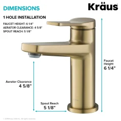 Sale Indy Single Handle Bathroom Faucet in Brushed Gold Single Hole