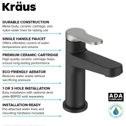 Hot Indy Single Handle Bathroom Faucet in Matte Black with Brushed Nickel Single Hole
