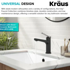 Hot Indy Single Handle Bathroom Faucet in Matte Black with Brushed Nickel Single Hole
