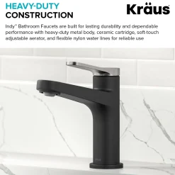Hot Indy Single Handle Bathroom Faucet in Matte Black with Brushed Nickel Single Hole