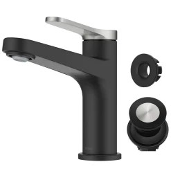 Hot Indy Single Handle Bathroom Faucet in Matte Black with Brushed Nickel Single Hole