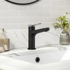 Hot Indy Single Handle Bathroom Faucet in Matte Black with Brushed Nickel Single Hole