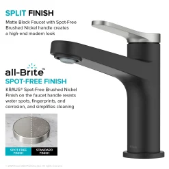 Hot Indy Single Handle Bathroom Faucet in Matte Black with Brushed Nickel Single Hole