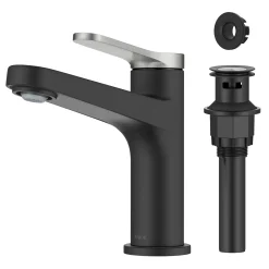Hot Indy Single Handle Bathroom Faucet in Matte Black with Brushed Nickel Single Hole