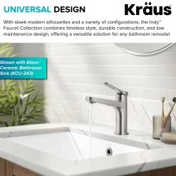 Discount Indy Single Handle Bathroom Faucet in Spot-Free Brushed Nickel Single Hole