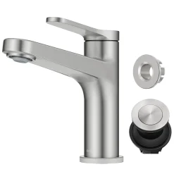 Discount Indy Single Handle Bathroom Faucet in Spot-Free Brushed Nickel Single Hole