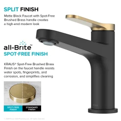 Indy Single Handle Bathroom Faucet in Matte Black with Brushed Brass Single Hole