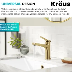 Indy Single Handle Bathroom Faucet in Spot-Free Brushed Brass Single Hole
