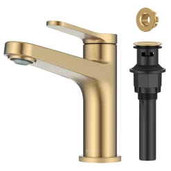 Indy Single Handle Bathroom Faucet in Spot-Free Brushed Brass Single Hole