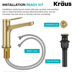Indy Single Handle Bathroom Faucet in Spot-Free Brushed Brass Single Hole
