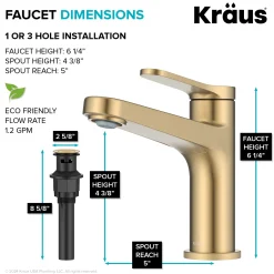 Indy Single Handle Bathroom Faucet in Spot-Free Brushed Brass Single Hole