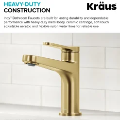 Indy Single Handle Bathroom Faucet in Spot-Free Brushed Brass Single Hole